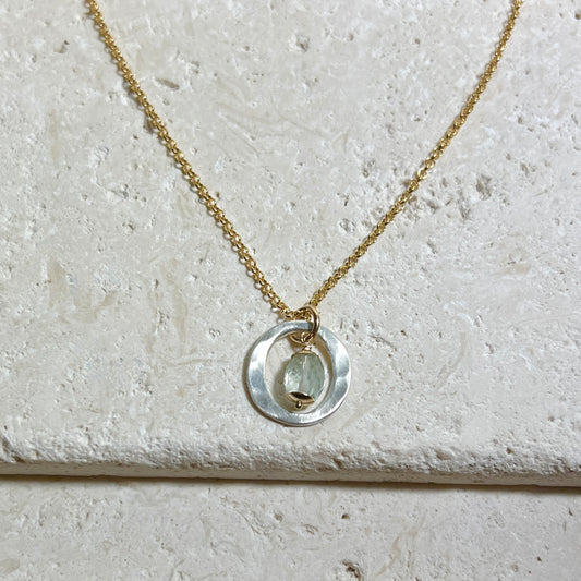 Kai Small Necklace with Aquamarine Drop – Mixed Metal