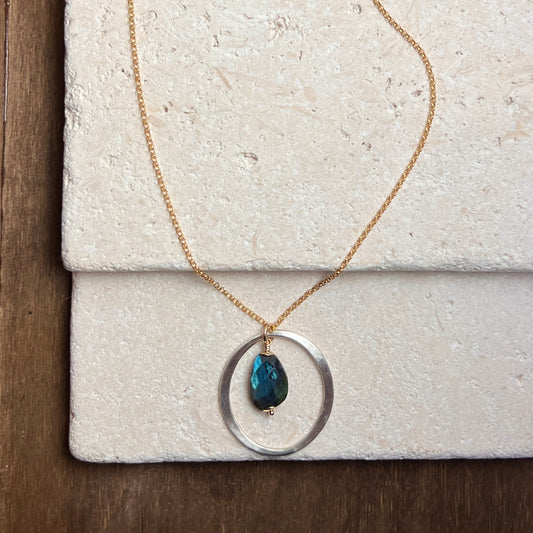 Kai Large Necklace with Labradorite Drop – Mixed Metal