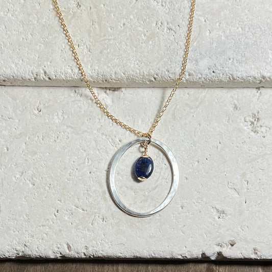 Kai Large Necklace with Sapphire Drop – Mixed Metal